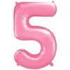 PartyDeco Fóliový balón narodeninové číslo 5 ružový 86cm PartyDeco Fóliový balón narodeninové číslo 5 ružový 86cm