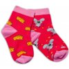 Baby Nellys Bavlnené veselé ponožky Myška a syr tmavo ružová
