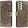 Peňaženkové kožené puzdro MANDALA na Samsung Galaxy A34 5G – Šedá Peňaženkové kožené puzdro MANDALA na Samsung Galaxy A34 5G – Šedá