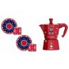 Bialetti Joyful Christmas Moka Express 3TZ (150 ml) + 2 šálky so spodkami červený Bialetti Joyful Christmas Moka Express 3TZ (150 ml) + 2 šálky so spodkami červený