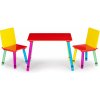 ECOTOYS Detská súprava nábytku drevený stôl + 2 stoličky farebné