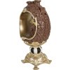 Hnedo-zlatá dekorácia králik vo vajci - 16*14*30 cm - Clayre & Eef