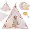 Tipi stan pre deti do izby s kobercom, vankúšmi a LED osvetlením, 135 cm Tipi stan pre deti do izby s kobercom, vankúšmi a LED osvetlením, 135 cm