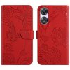 Peňaženkové kožené puzdro Butterfly Feel na Oppo A58 5G - Červená Peňaženkové kožené puzdro Butterfly Feel na Oppo A58 5G - Červená