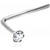 Šperky eshop - Zahnutý piercing do nosa v bielom 14K zlate - žiarivý číry diamant, 1,5 mm S3BT502.30 Šperky eshop - Zahnutý piercing do nosa v bielom 14K zlate - žiarivý číry diamant, 1,5 mm S3BT502.30