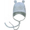 Baby Service Dojčenská dvojvrstvová zaväzovacia čiapočka s uškami Šedá