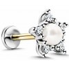 Danfil Labreta Piercingová náušnice s perlou DF 6099 z bílého zlata s brilianty