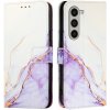 Peňaženkové kožené puzdro Marble Pattern na Samsung Galaxy Z Fold 6 5G - White Purple Peňaženkové kožené puzdro Marble Pattern na Samsung Galaxy Z Fold 6 5G - White Purple