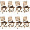 VidaXL Skladacie záhradné stoličky s podložkami, 8 ks, akáciové drevo VidaXL Skladacie záhradné stoličky s podložkami, 8 ks, akáciové drevo