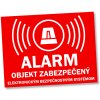 nálepka - ALARM objekt zabezpečený elektronickým bezpečnostným systémom - červená nálepka - ALARM objekt zabezpečený elektronickým bezpečnostným systémom - červená