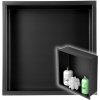 Nástenná polica do niky 30x30x10cm čierna matná prášková oceľ do sprchy s lemom Nástenná polica do niky 30x30x10cm čierna matná prášková oceľ do sprchy s lemom