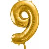 PartyDeco Fóliový balón číslo 9, 86cm zlatý PartyDeco Fóliový balón číslo 9, 86cm zlatý