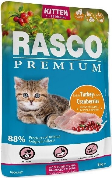 Rasco Premium Cat Pouch Kitten Turkey Cranberries 85 g