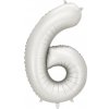 PartyDeco Balón Číslo 6 strieborný saténový 86 cm PartyDeco Balón Číslo 6 strieborný saténový 86 cm