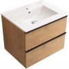 CERANO - Kúpeľňová skrinka pod umývadlo s úchytkou Velora + keramické umývadlo Todo - dub medový, čierna úchytka - 69x53x46 cm CER-664945 CERANO - Kúpeľňová skrinka pod umývadlo s úchytkou Velora + keramické umývadlo Todo - dub medový, čierna úchytka - 69x53x46 cm CER-664945