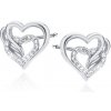 Olivie strieborné náušnice SPOJENÉ SRDCIA 7303