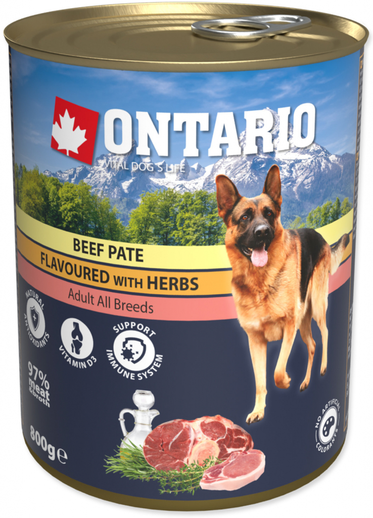 Ontario pre psy Beef Paté s bylinkami 0,8 kg