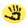 Nažehľovacia záplata - obtlačok ruky - žltá - priemer 2,7 cm Nažehľovacia záplata - obtlačok ruky - žltá - priemer 2,7 cm