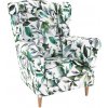 Tempo Kondela Kreslo ušiak, látka vzor zelené lístie, CHARLOT Tempo Kondela Kreslo ušiak, látka vzor zelené lístie, CHARLOT