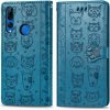 Peňaženkové puzdro Cute Cat and Dog Embossed na Huawei P Smart Z - modrá Peňaženkové puzdro Cute Cat and Dog Embossed na Huawei P Smart Z - modrá