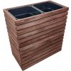 Kvetináč, drevený záhradný kvetináč na terasu, balkón, s plastovou vložkou 2x18 l, vysoký Kvetináč, drevený záhradný kvetináč na terasu, balkón, s plastovou vložkou 2x18 l, vysoký