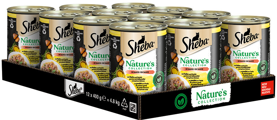 Sheba Natures Collection kuracie a rybí olej so sladkými zemiakmi a zelenými fazuľkami v omáčke 12 x 400 g