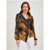 Hnedočierna dámska saténová kvetinová blúzka ORSAY 40 Hnedočierna dámska saténová kvetinová blúzka ORSAY 40