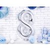 PartyDeco Fóliový balón číslo 8 strieborný 86 cm