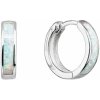 Strieborné náušnice kruhy so syntetickým opál bielej 11402.1 White s. Opal Strieborné náušnice kruhy so syntetickým opál bielej 11402.1 White s. Opal