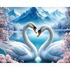 Diamantový obraz Labute na jazere hory Diamantový obraz Labute na jazere hory