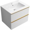CERANO - Kúpeľňová skrinka pod umývadlo s úchytkou Velora + keramické umývadlo Todo - biela matná, zlatá úchytka - 69x53x46 cm CERANO - Kúpeľňová skrinka pod umývadlo s úchytkou Velora + keramické umývadlo Todo - biela matná, zlatá úchytka - 69x53x46 cm