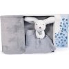 Doudou Dárková sada šťastný králíček pléd a modro-šedý usínáček Doudou Dárková sada šťastný králíček pléd a modro-šedý usínáček