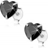 Šperky eshop - Puzetové náušnice, striebro 925, čierny brúsený zirkón - srdiečko I29.19 Šperky eshop - Puzetové náušnice, striebro 925, čierny brúsený zirkón - srdiečko I29.19