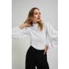 Moodo roláková blúzka s nadýchanými rukávmi čierna biela