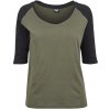Ladies 3/4 Contrast Raglan Tee - olive/black 5XL Ladies 3/4 Contrast Raglan Tee - olive/black 5XL