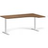 Rohový výškovo nastaviteľný stôl, 180x120 cm, 1 motor, L/P, biela podnož, orech Rohový výškovo nastaviteľný stôl, 180x120 cm, 1 motor, L/P, biela podnož, orech