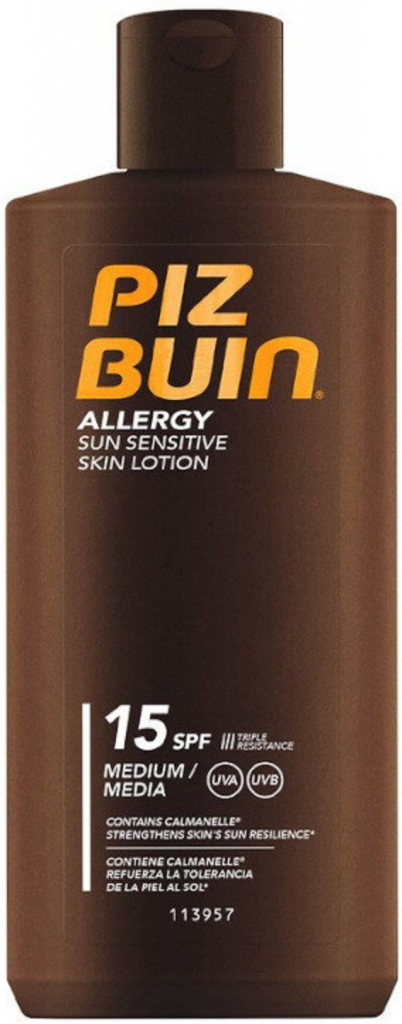 Piz Buin Allergy vodeodolný opaľovací krém pre citlivú pokožku SPF15 200 ml