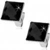 Šperky eshop - Náušnice z ocele 316L, čierny brúsený štvorec lemovaný drobnými zárezmi X04.01 Šperky eshop - Náušnice z ocele 316L, čierny brúsený štvorec lemovaný drobnými zárezmi X04.01