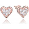 MINET Rose gold strieborné náušnice srdiečka so zirkónmi MINET Rose gold strieborné náušnice srdiečka so zirkónmi