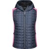James & Nicholson JN 767 dámska pletená hybridná vesta pink melange/anthracite melange