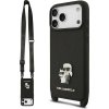 Karl Lagerfeld Saffiano Crossbody Popruh Metal Karl and Choupette Zadný Kryt pre iPhone 17 Pro Black
