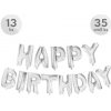 JUNIOR Balón narodeninový Happy Birthday 35 cm , strieborný