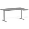 Rohový výškovo nastaviteľný stôl, 160x120 cm, 2 motory, L/P, sivá podnož, grafit Rohový výškovo nastaviteľný stôl, 160x120 cm, 2 motory, L/P, sivá podnož, grafit