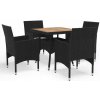 Súprava záhradného nábytku z umelého ratanu VidaXL, čierna, 5-dielna Súprava záhradného nábytku z umelého ratanu VidaXL, čierna, 5-dielna