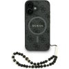 Guess PU Leather 4G Colored Ring Strap MagSafe zadný kryt pre iPhone 16 Black