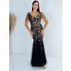 Luxusné dámske dlhé čierne spoločenské šaty s flitrami - M Luxusné dámske dlhé čierne spoločenské šaty s flitrami - M