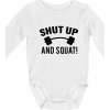 Shut up and squat Body dojčenské s dlhým rukávom biele Shut up and squat Body dojčenské s dlhým rukávom biele