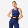 DOMYOS Dámsky fitness crop top s elastickým pásom tmavomodrý S DOMYOS Dámsky fitness crop top s elastickým pásom tmavomodrý S