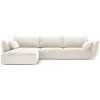 Béžová zamatová rohová pohovka (ľavý roh/s leňoškou) Vanda – Mazzini Sofas Béžová zamatová rohová pohovka (ľavý roh/s leňoškou) Vanda – Mazzini Sofas