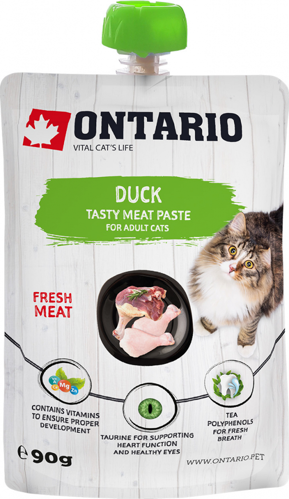 Ontario mäsová pochúťka pre mačky duck fresh meat paste 90 g